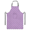 Violet And White Gingham Pattern Print Bib Apron With Pocket