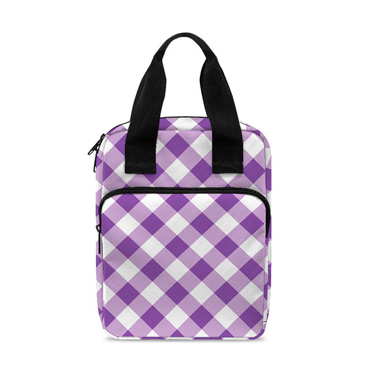 Violet And White Gingham Pattern Print Bible Tote Bag