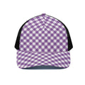 Violet And White Gingham Pattern Print Black Mesh Trucker Hat