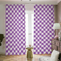 Violet And White Gingham Pattern Print Dimout Pencil Pleat Curtains