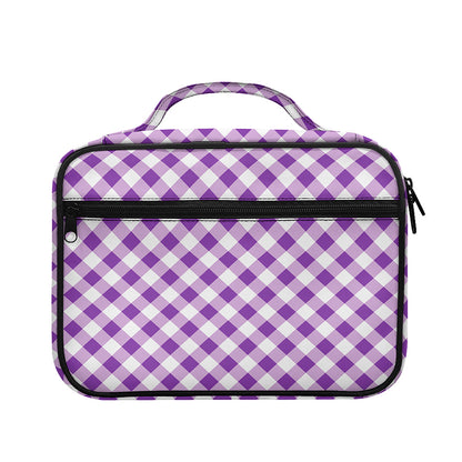 Violet And White Gingham Pattern Print Briefcase Bible Bag