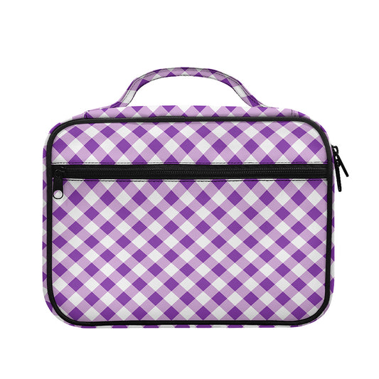 Violet And White Gingham Pattern Print Briefcase Bible Bag