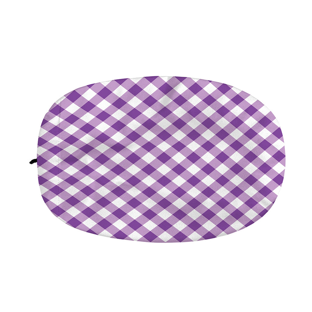 Violet And White Gingham Pattern Print Car Side Mirror Covers