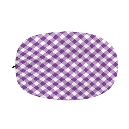 Violet And White Gingham Pattern Print Car Side Mirror Covers
