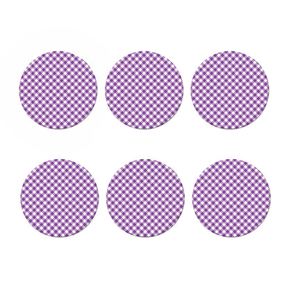 Violet And White Gingham Pattern Print Coaster Set
