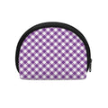 Violet And White Gingham Pattern Print Coin Purse