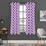 Violet And White Gingham Pattern Print Curtain
