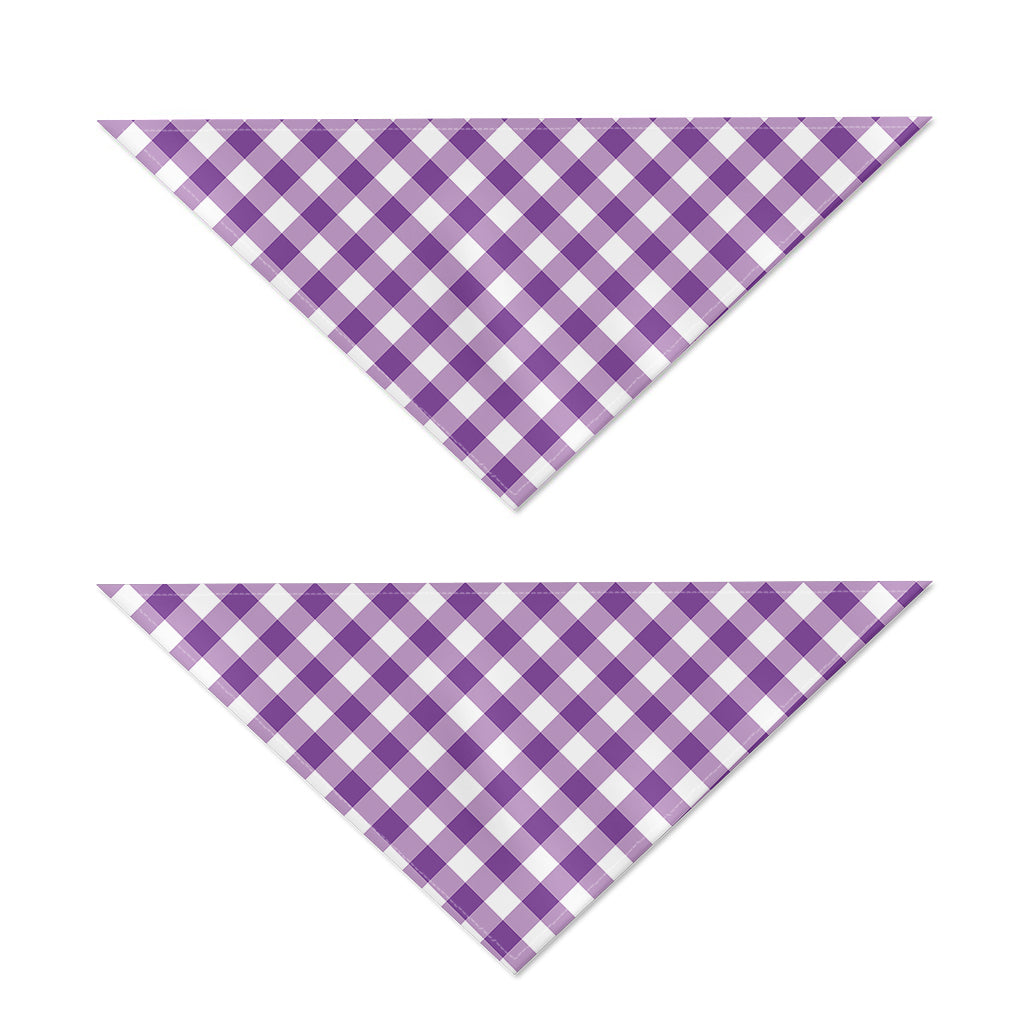 Violet And White Gingham Pattern Print Dog Bandana