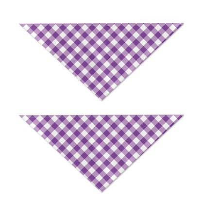 Violet And White Gingham Pattern Print Dog Bandana
