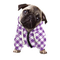 Violet And White Gingham Pattern Print Dog Zip Up Hoodie
