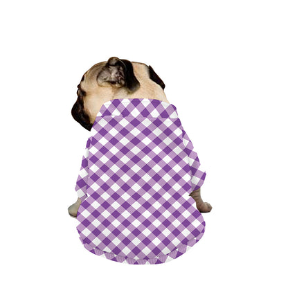 Violet And White Gingham Pattern Print Dog Zip Up Jacket
