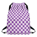 Violet And White Gingham Pattern Print Drawstring Backpack