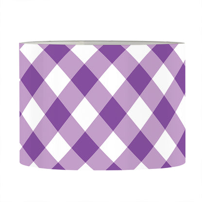 Violet And White Gingham Pattern Print Drum Lamp Shade