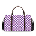 Violet And White Gingham Pattern Print Duffel Bag