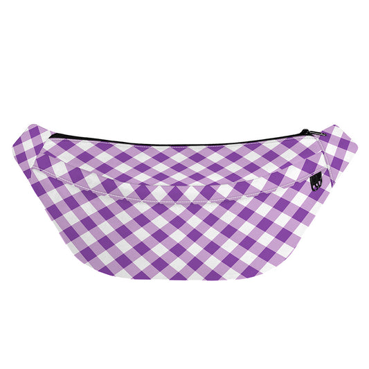 Violet And White Gingham Pattern Print Fanny Pack