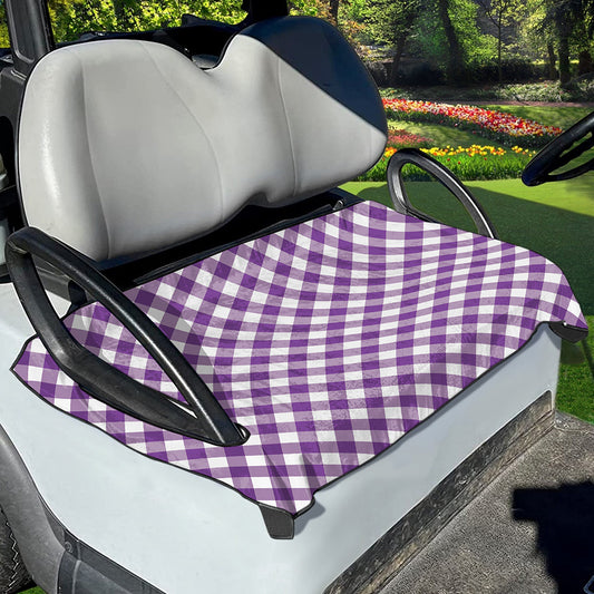 Violet And White Gingham Pattern Print Golf Cart Seat Cover