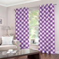 Violet And White Gingham Pattern Print Grommet Curtains