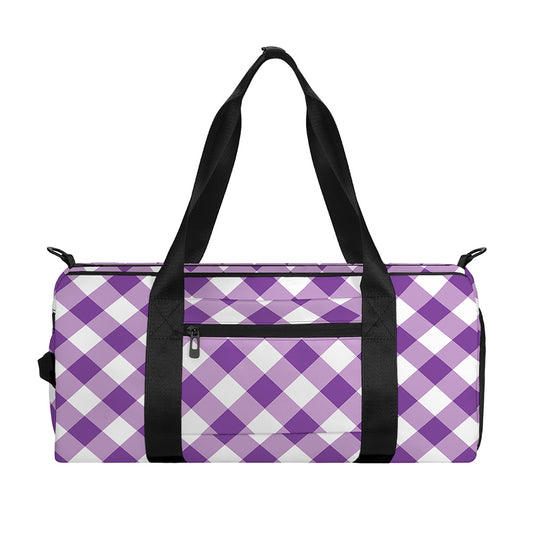 Violet And White Gingham Pattern Print Gym Bag
