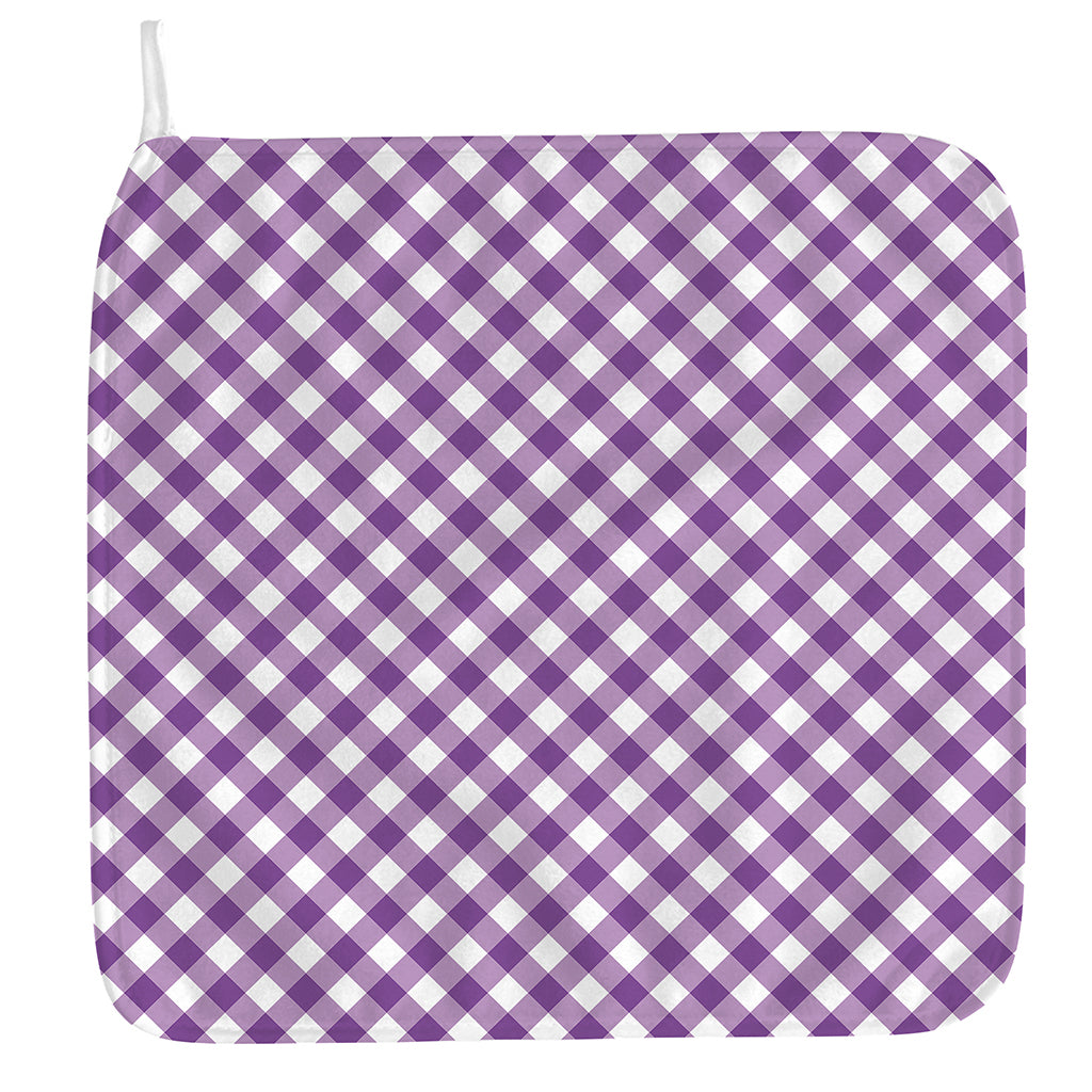 Violet And White Gingham Pattern Print Hand Towel