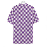 Violet And White Gingham Pattern Print Hawaiian Shirt