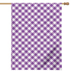 Violet And White Gingham Pattern Print House Flag