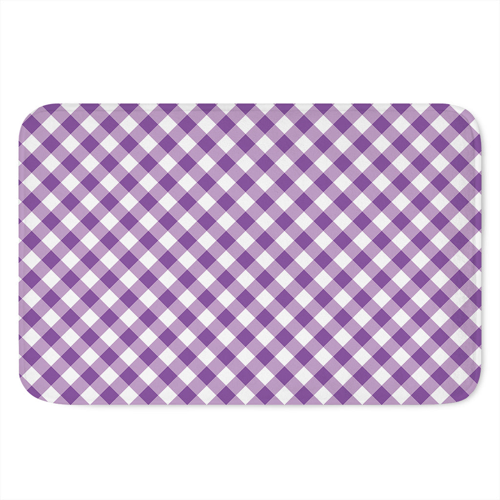 Violet And White Gingham Pattern Print Indoor Door Mat