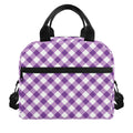 Violet And White Gingham Pattern Print Insulated Lunch Bag