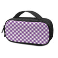 Violet And White Gingham Pattern Print Portable Cooler Travel Case