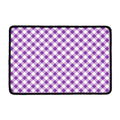 Violet And White Gingham Pattern Print Kitchen Mat