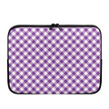 Violet And White Gingham Pattern Print Laptop Sleeve