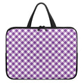 Violet And White Gingham Pattern Print Laptop Sleeve With Handle