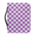 Violet And White Gingham Pattern Print Leather Bible Cover