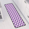Violet And White Gingham Pattern Print Long Kitchen Mat