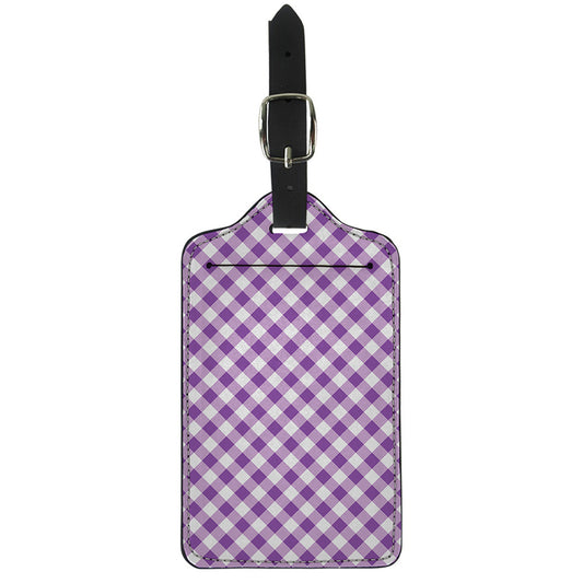 Violet And White Gingham Pattern Print Luggage Tag