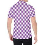 Violet And White Gingham Pattern Print Men's Shirt