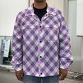 Violet And White Gingham Pattern Print Men's Shirt Jacket