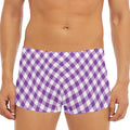 Violet And White Gingham Pattern Print Men's Short Boxer Briefs