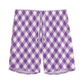 Violet And White Gingham Pattern Print Men's Athletic Shorts
