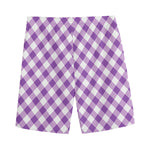 Violet And White Gingham Pattern Print Men's Sports Shorts