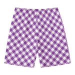 Violet And White Gingham Pattern Print Men's Swim Trunks