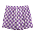 Violet And White Gingham Pattern Print Mesh Shorts