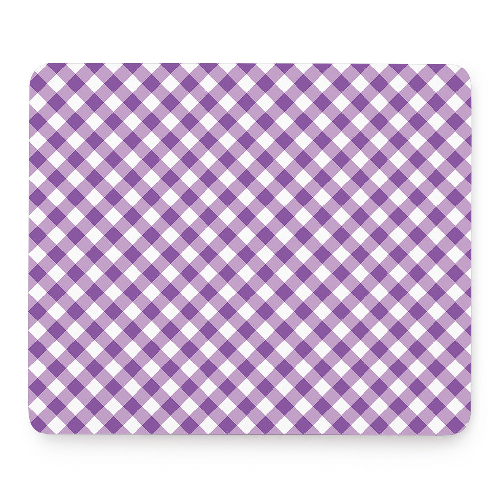 Violet And White Gingham Pattern Print Mouse Pad