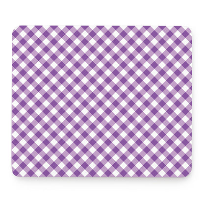 Violet And White Gingham Pattern Print Mouse Pad