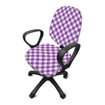 Violet And White Gingham Pattern Print Office Chair Cover