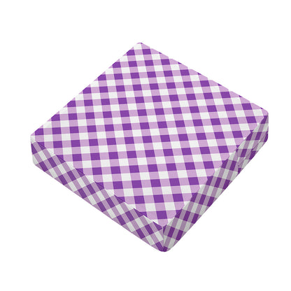 Violet And White Gingham Pattern Print Outdoor Seat Cushion Cover