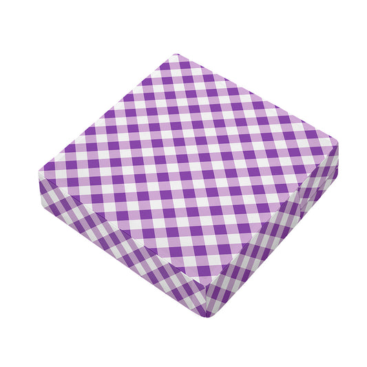 Violet And White Gingham Pattern Print Outdoor Seat Cushion Cover