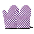 Violet And White Gingham Pattern Print Oven Mitts