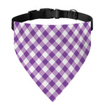 Violet And White Gingham Pattern Print Over The Collar Dog Bandana
