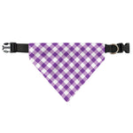 Violet And White Gingham Pattern Print Over The Collar Dog Bandana