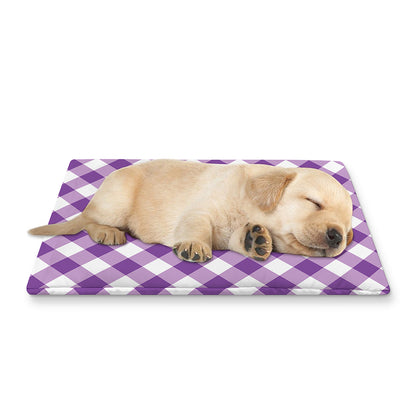Violet And White Gingham Pattern Print Pet Cooling Mat Cover